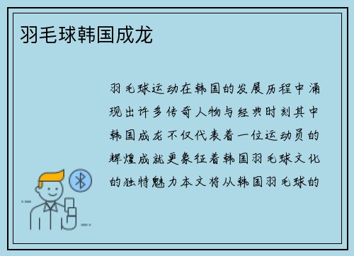 羽毛球韩国成龙