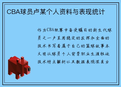 CBA球员卢某个人资料与表现统计